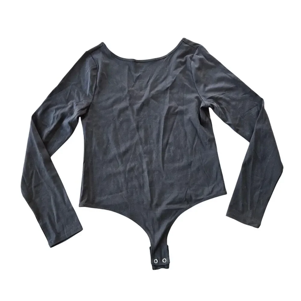 J. Crew Scoopback Bodysuit in Stretch Cotton Blend Size L NWT